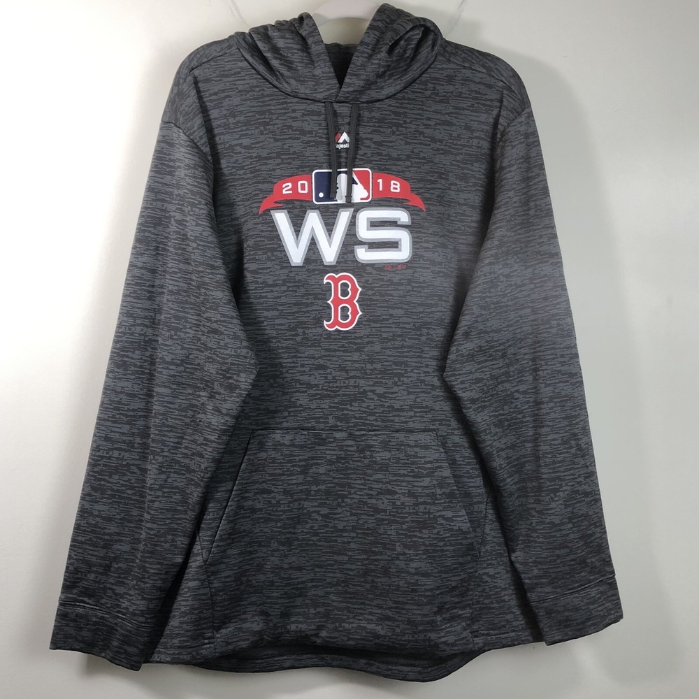Boston Red Sox Majestic 2018 World Series Hoodie Sweatshirt Men's Sz L Dark Gray